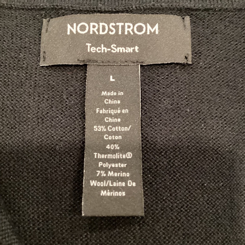 Nordstrom Tech-Smart 1/4 Zip Sweater Pullover Wool Blend Black - Large - Picture 8 of 9